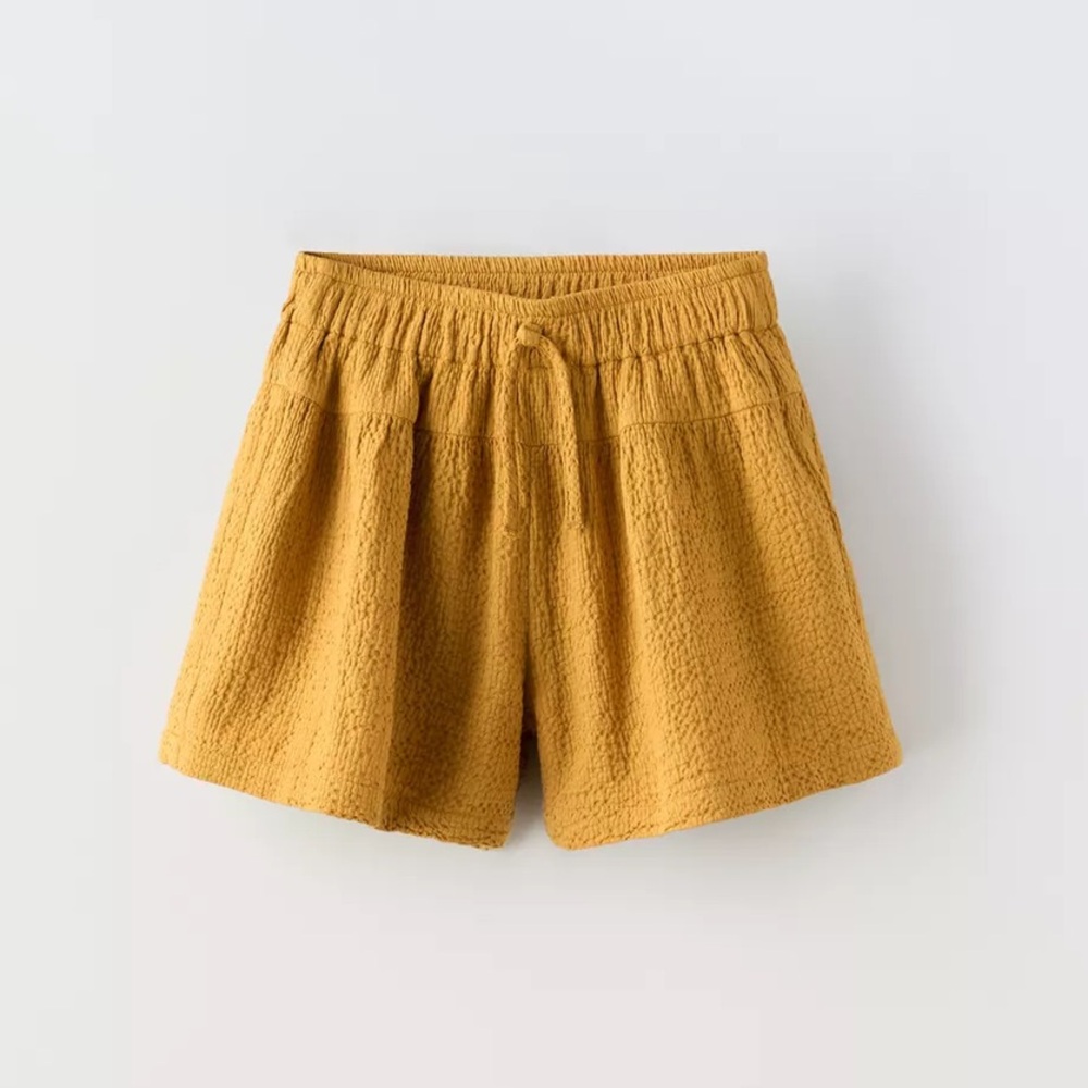 Zara kids, ocher, Relaxed fit structured shorts, 4-5 years